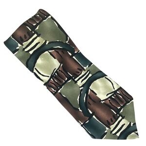 VTG J Garcia Tie Mens Paris In The Rain Burgundy Blue Green Silk Abstract 58x4